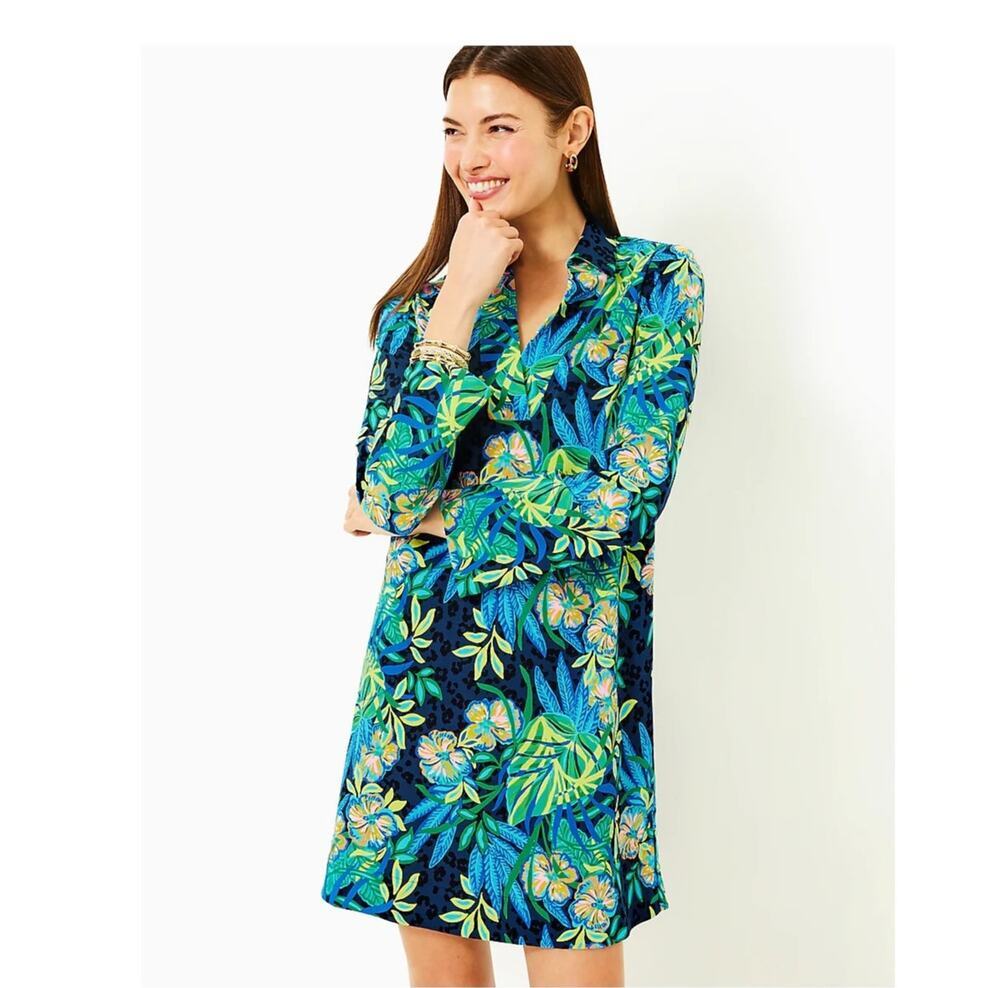 Lilly Pulitzer Women's Chessie Dress UPF 50+ Medium Multi The Hottest Spot